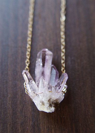 Lavender Amethyst Crystal Necklace 14 karat gold by friedasophie