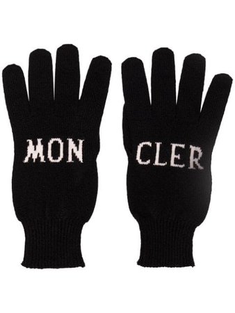 Moncler Intarsia Knit Logo Gloves | Farfetch.com