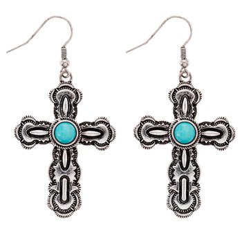 Southwest Dyed Imitation Turquoise Cross Earrings | Hobby Lobby | 1736610