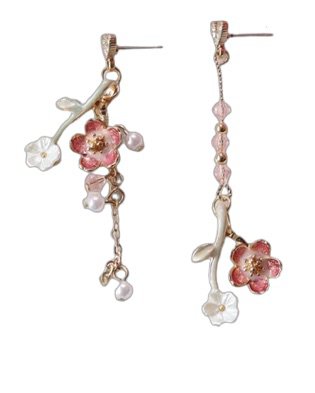 Sakura Earrings, Cherry Blossom Earrings, Gold Pink earrings, Floral Flower earrings, Japanese Style earrings, Clip On Earrings, Pierced