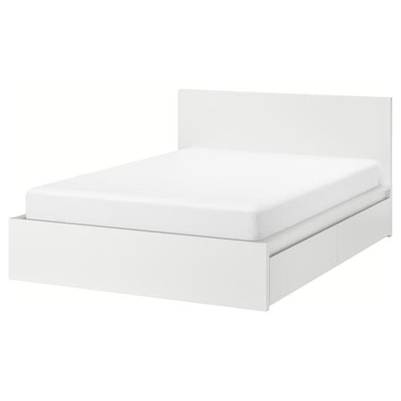 MALM High bed frame/4 storage boxes - white/Luröy - IKEA