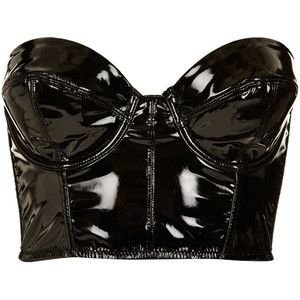 black leather corset top bandeau