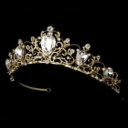 GOLD PLATED VINTAGE INSPIRED BRIDAL AND QUINCE TIARA HEADPIECE