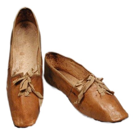 early 19th century leather shoes w/ silk grosgrain ribbon