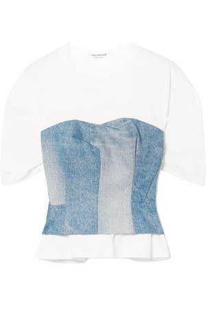 Junya Watanabe | Layered cotton-jersey and denim top | NET-A-PORTER.COM