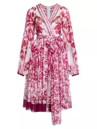 Shop Dolce&Gabbana Maiolica Print Chiffon Midi-Dress | Saks Fifth Avenue