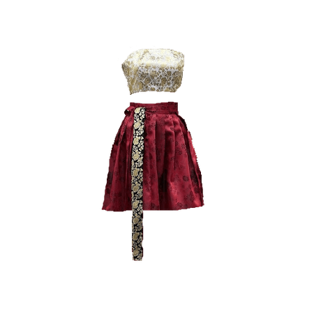 Misung Hanbok | Gold Tube Top and Red Mini Skirt Modern Hanbok (Dei5 edit)