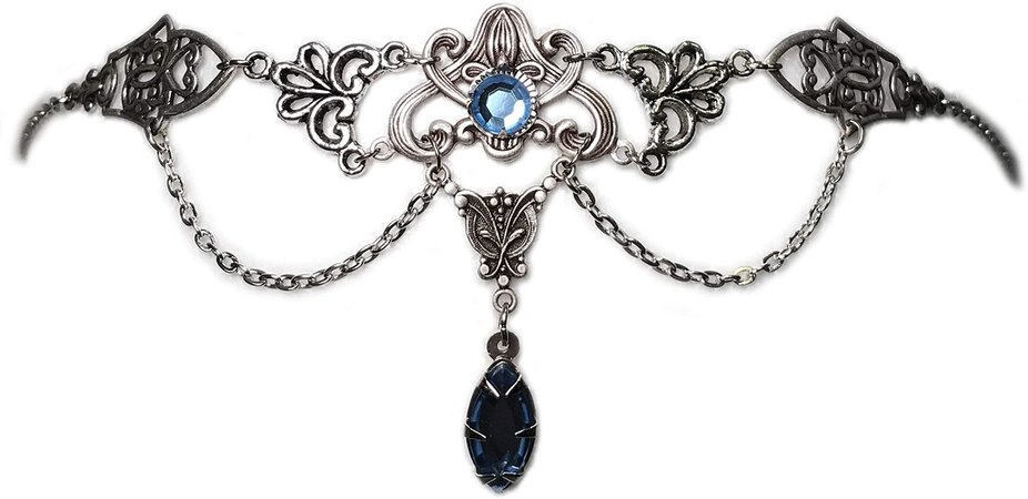 Amazon.com: Moon Maiden Jewelry Art Nouveau Filigree Headpiece w/Light Sapphire Blue Stones: Clothing