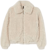 white fur crop jacket