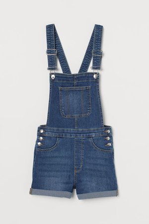 Denim Overall Shorts - Denim blue - Ladies | H&M US