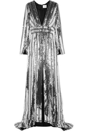Galvan | Stardust sequined chiffon gown | NET-A-PORTER.COM