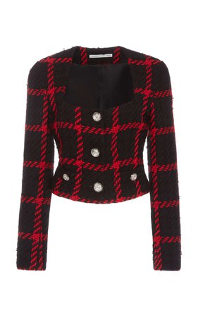 Checked Tweed Cropped Jacket by Alessandra Rich | Moda Operandi