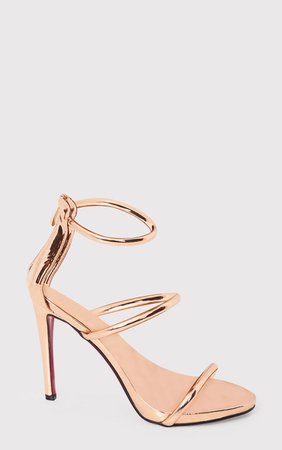 Marthea Rose Gold Tube Strap Heeled Sandals | PrettyLittleThing USA
