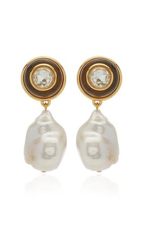 Candy Drop Pearl, Amethyst Gold-Plated Earrings By Lizzie Fortunato | Moda Operandi