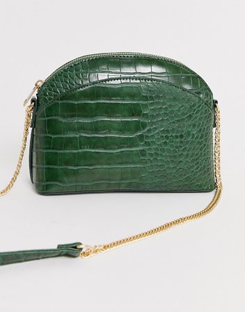 Зеленая сумка через плечо с эффектом змеиной кожи Pimkie | ASOS