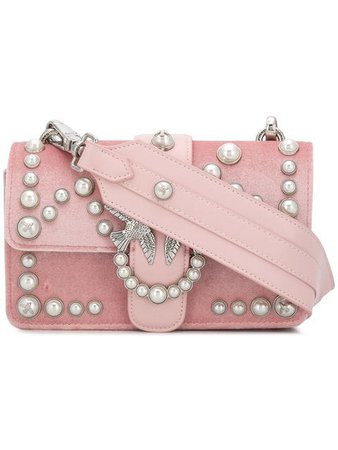 Pinko mini Love Velvet Pearls bag