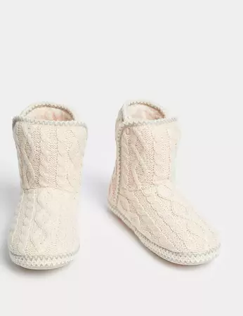 Cable Knit Slipper Boots | M&S Collection | M&S