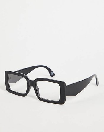 ASOS DESIGN chunky square fashion glasses in black with clear lens | ASOS