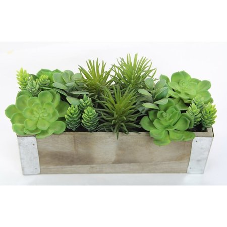Shop The Gray Barn Jartop Artificial Potted Mixed Succulents Plants with Rectangular Wood Planter, Green - On Sale - Overstock - 22801528