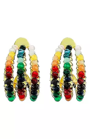 Panacea Multicolor Crystal Three Row Hoop Earrings | Nordstrom