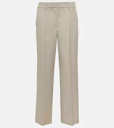 High Rise Straight Wool Pants in Beige - The Row | Mytheresa