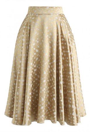 Golden Spot Jacquard Midi Skirt - Skirt - BOTTOMS - Retro, Indie and Unique Fashion