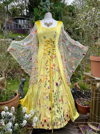 Sunshine YELLOW Meadow Boho Celtic Bride Goddess Medieval | Etsy
