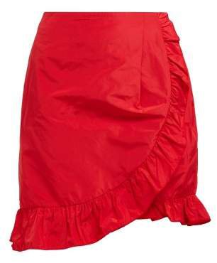 Ruffle Trimmed Taffeta Wrap Skirt - Womens - Red
