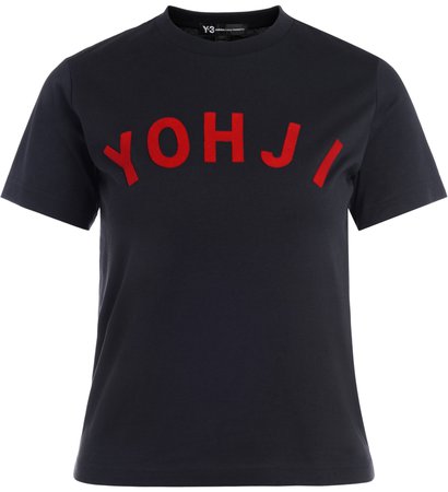 Y-3 T-shirt In Black Cotton With Red Applied Logo