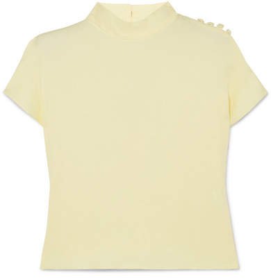 Les Héroïnes - The Tammie Washed-crepe Top - Pastel yellow