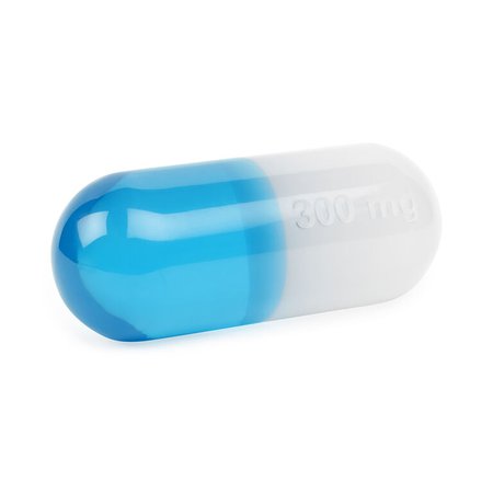 Medium White and Teal Acrylic Pill | Modern Decor | Jonathan Adler