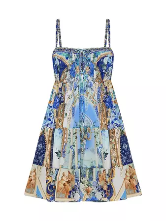 Shop Camilla Abstract-Print Silk Tiered Minidress | Saks Fifth Avenue