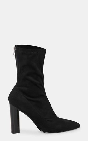 Black Microfiber Sock Boot | Shoes | PrettyLittleThing