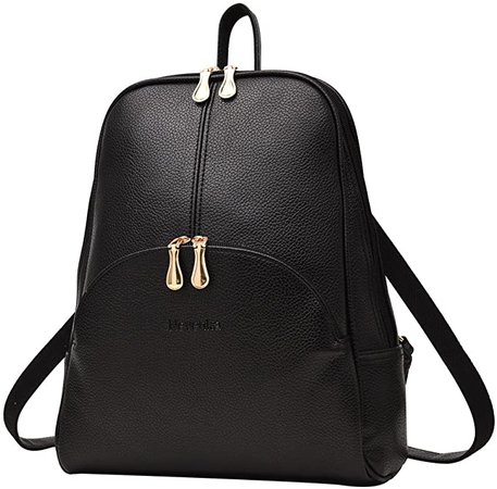 Nevenka Brand Women Bags Backpack PU Leather Satchel Purse Casual Backpacks Shoulder Bags (BLACK)
