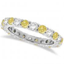 Yellow Canary Diamond Eternity Ring Band 14k White Gold 1.07 ct - IR109