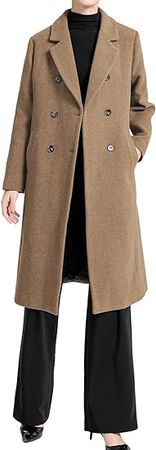 Amazon.com: Minibee Women's Wool Trench Coats Warm Winter Pea Coat Double Breasted Mid-Long Overcoat Lapel Jackets : Clothing, Shoes & Jewelry