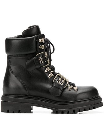 Albano buckled strap combat boots