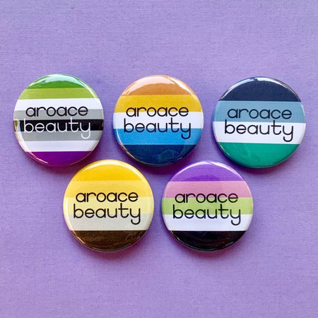AroAce Beauty Buttons // Pride Flag and Subtle Black // | Etsy