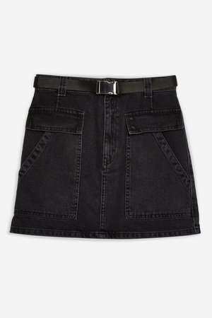 Black Clip Buckle Denim Mini Skirt | Topshop