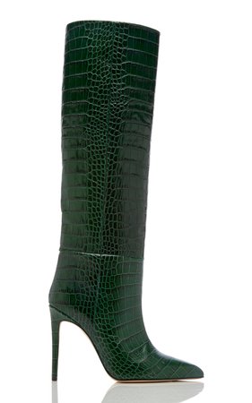 Paris Texas Croc-Embossed Leather Knee Boots Size: 40.5
