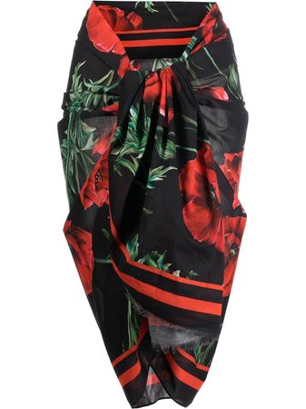 Dolce & Gabbana floral-print Ruched Beach Skirt - Farfetch