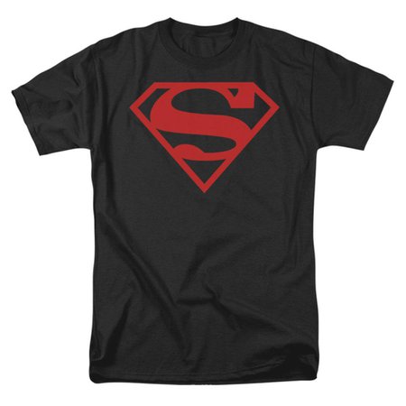 Superman Red On Black Shield T-shirt | Rockabilia Merch Store