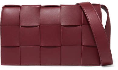 Intrecciato Leather Shoulder Bag - Burgundy