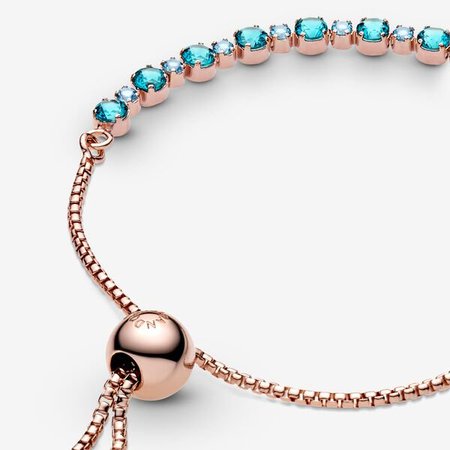 Turquoise Sparkling Slider Tennis Bracelet | Pandora GB
