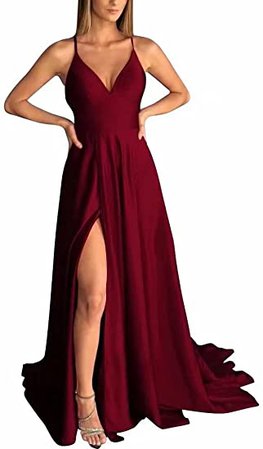 RJOAM Women's Criss Cross Back Satin Prom Party Gown at Amazon Women’s Clothing store