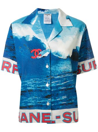 Chanel Pre-Owned 2002 Surf Print Short-Sleeved Shirt Vintage | Farfetch.com