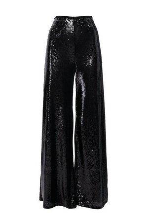 Black Sequin Wide Leg Trousers - Pants - Clothing - Wallis US