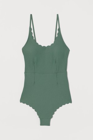 Padded-cup Swimsuit - Green