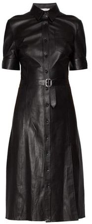 Kieran Belted Leather Midi Dress - Womens - Black