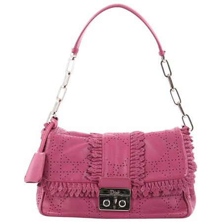 Christian Dior New Lock Ruffle Flap Bag Perforated Leather For Sale at 1stdibs